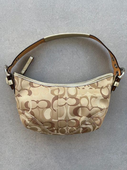 Coach Soho Monogram Bag Brown and Gold