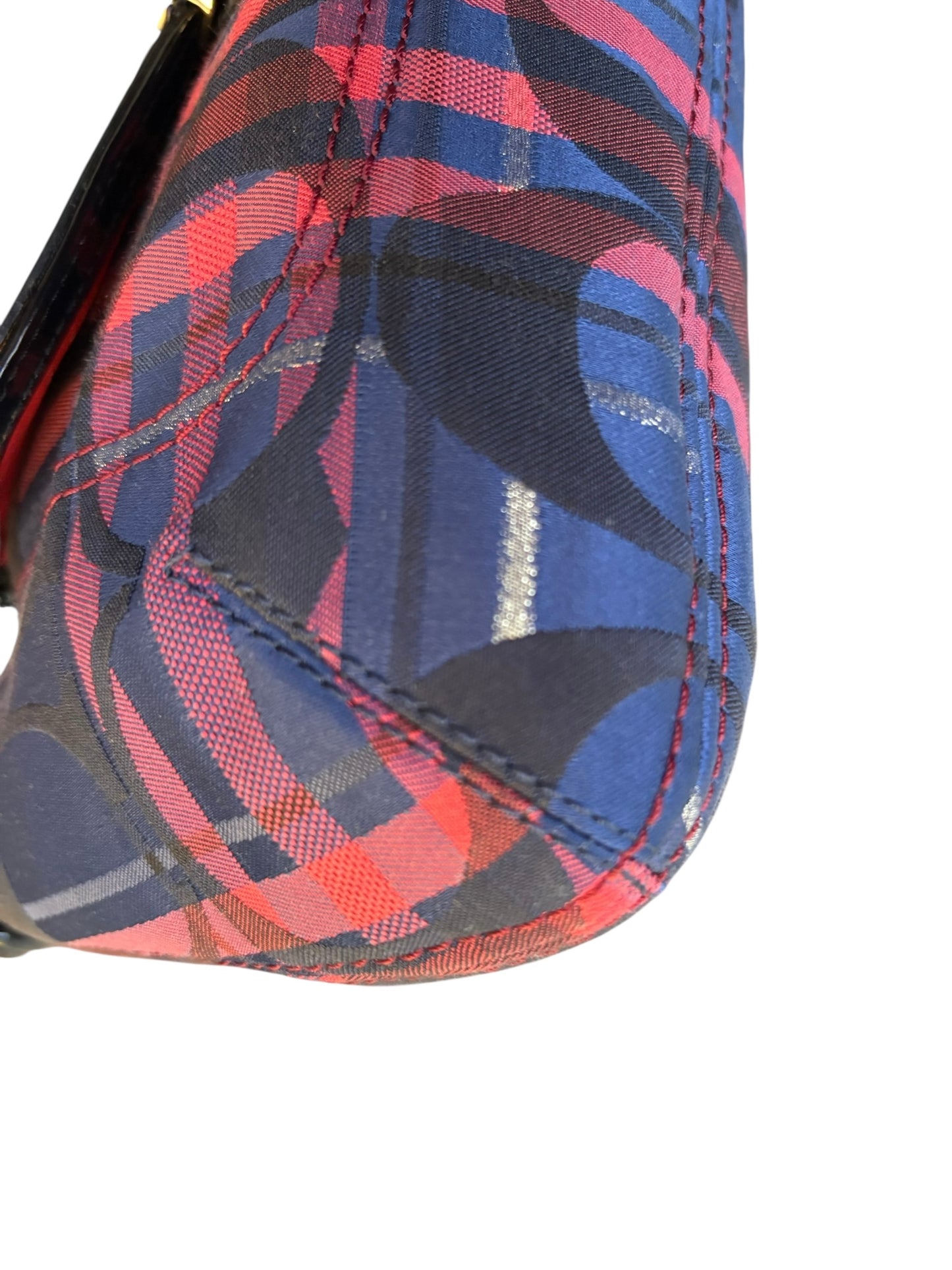 Mini Coach Poppy Berry Tartan Plaid Shoulder Bag