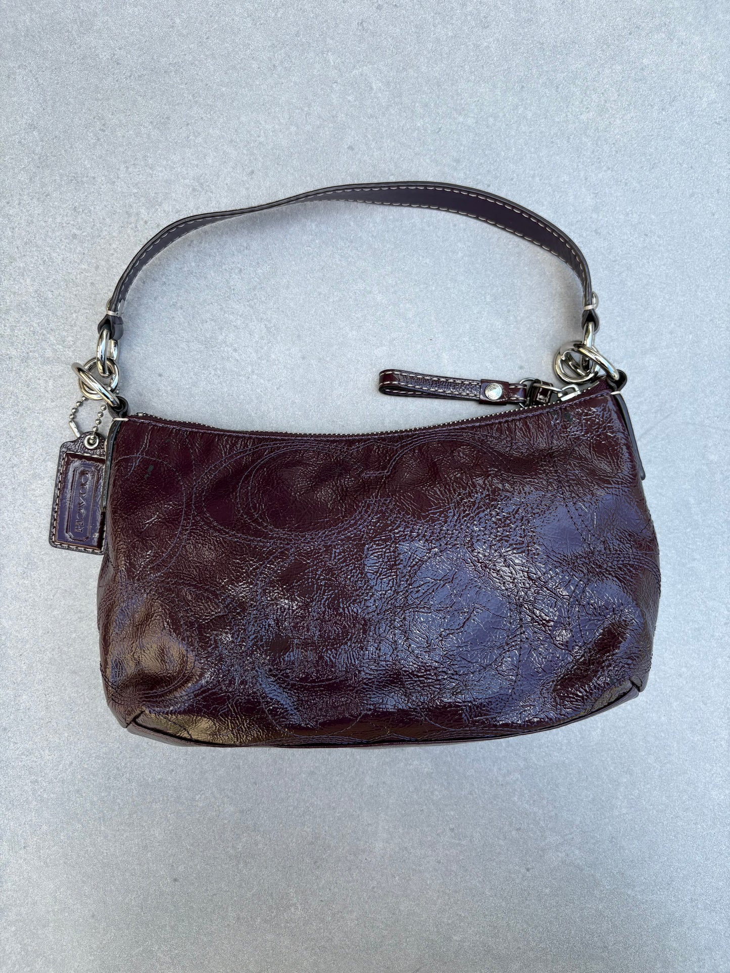 Coach Maroon Patent Leather Two-way Handbag