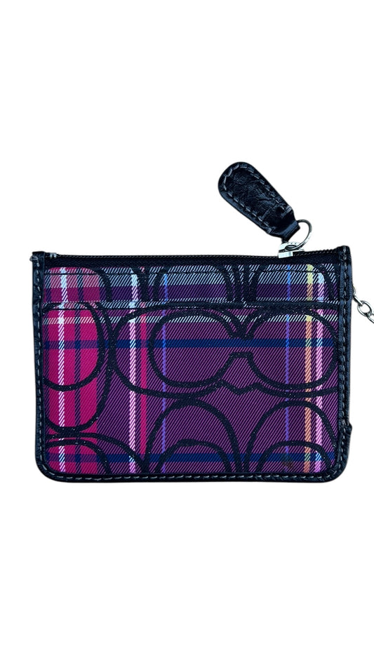 Coach Poppy Tartan Mini Skinny Card Wallet