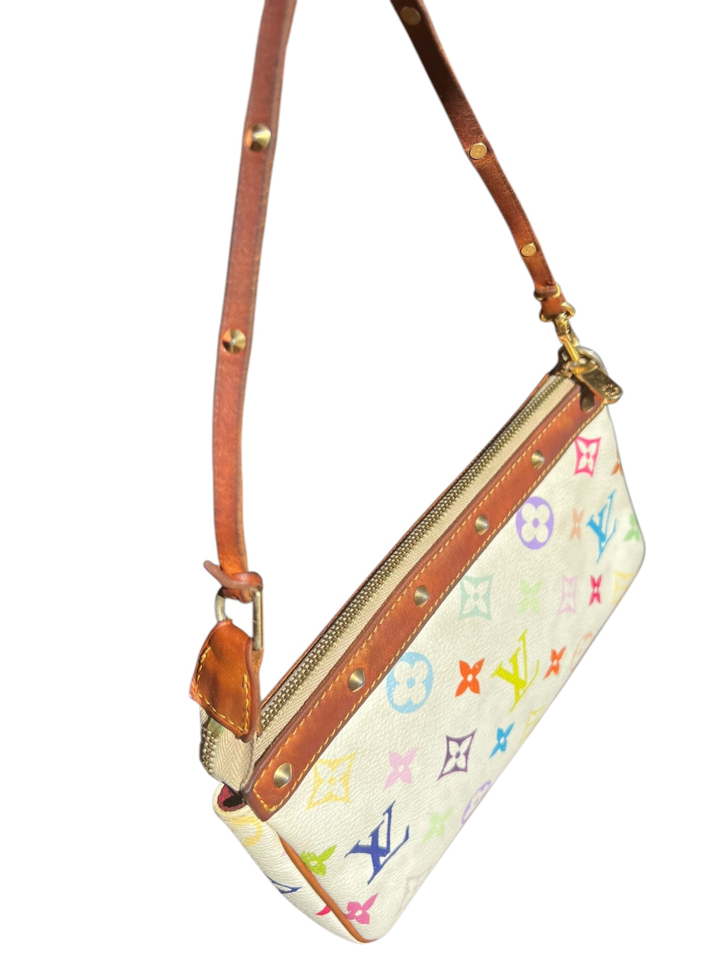 Louis Vuitton x Takashi Murakami White Multicolour Pochette Accessoires 2000s