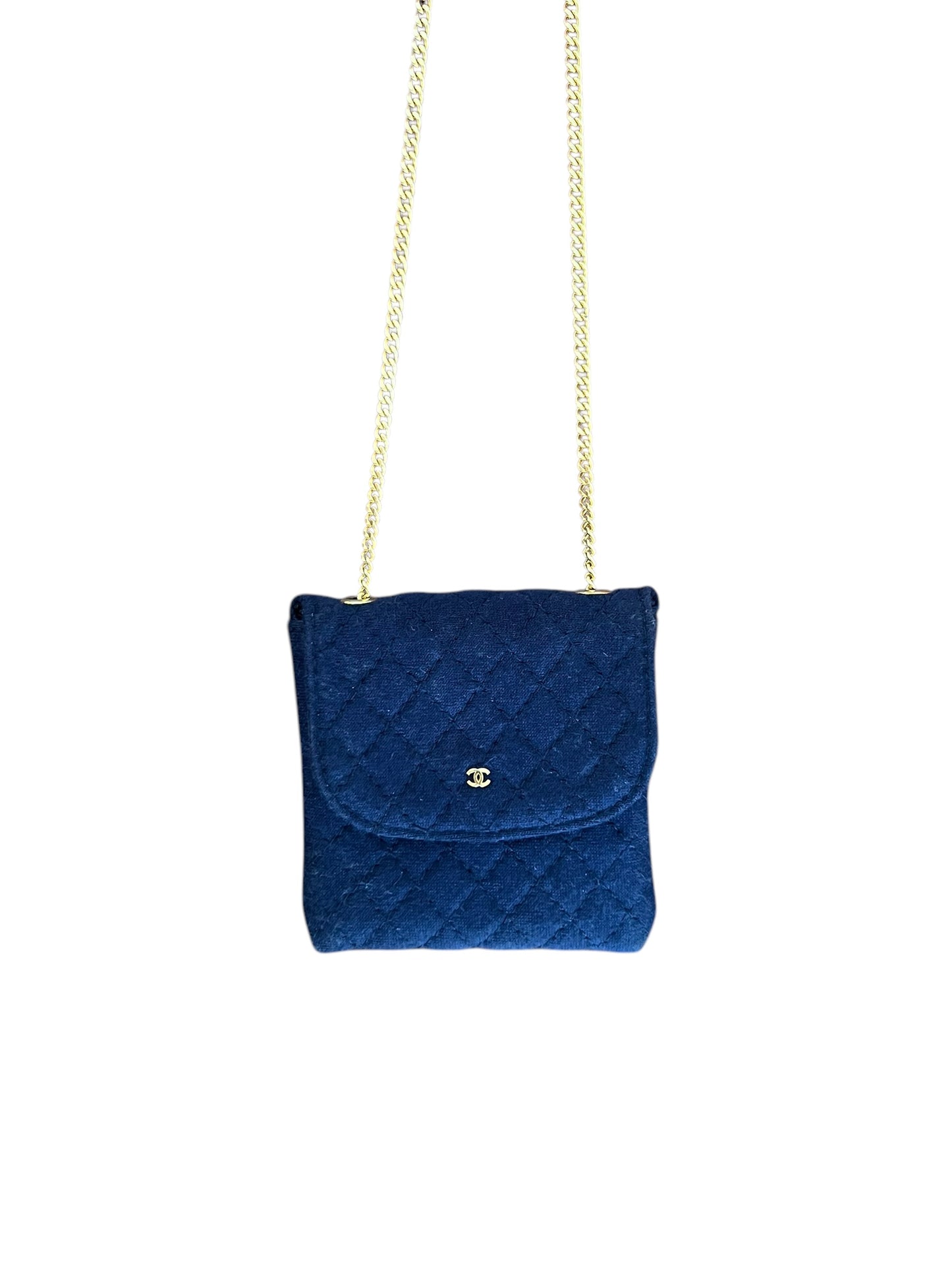 Chanel Chain Pouch Jersey Navy
