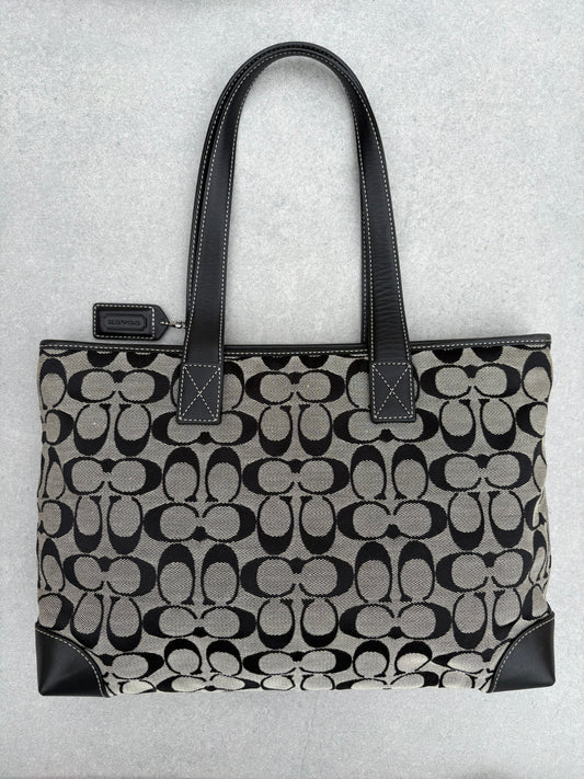 Coach Black Monogram Signature Tote Bag