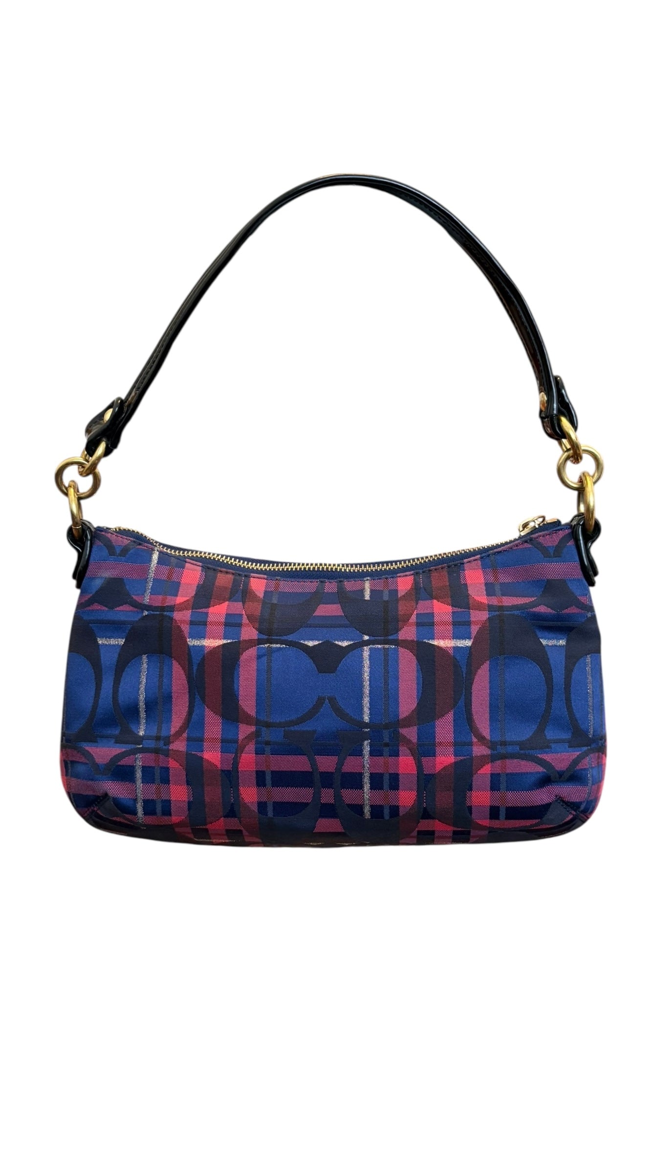 Mini Coach Poppy Berry Tartan Plaid Shoulder Bag