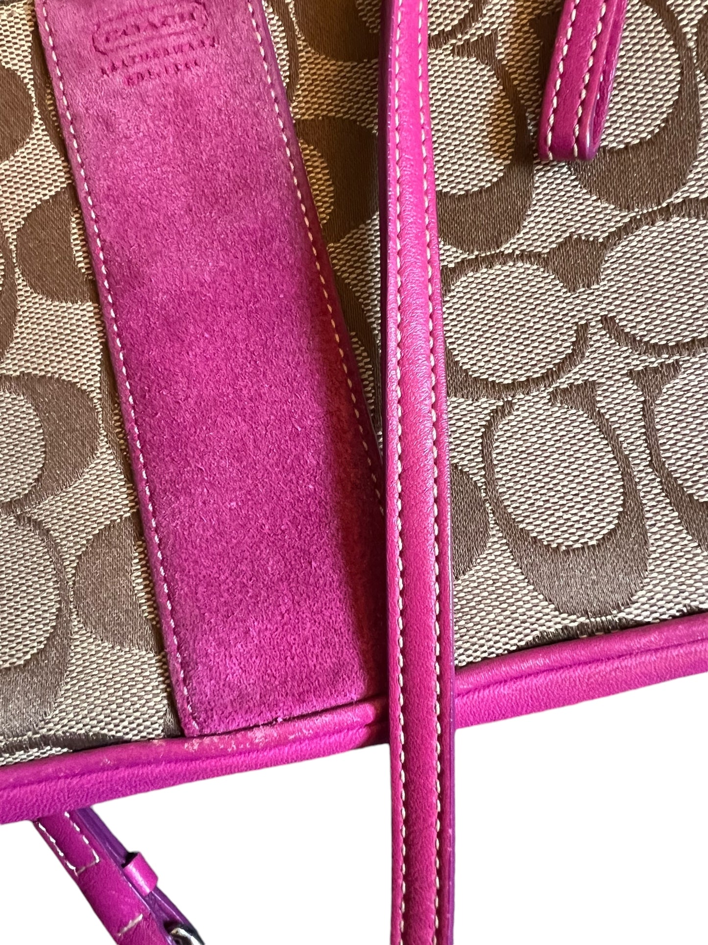 Coach Canvas Signature Shoulder/Crossbody Bag Pink