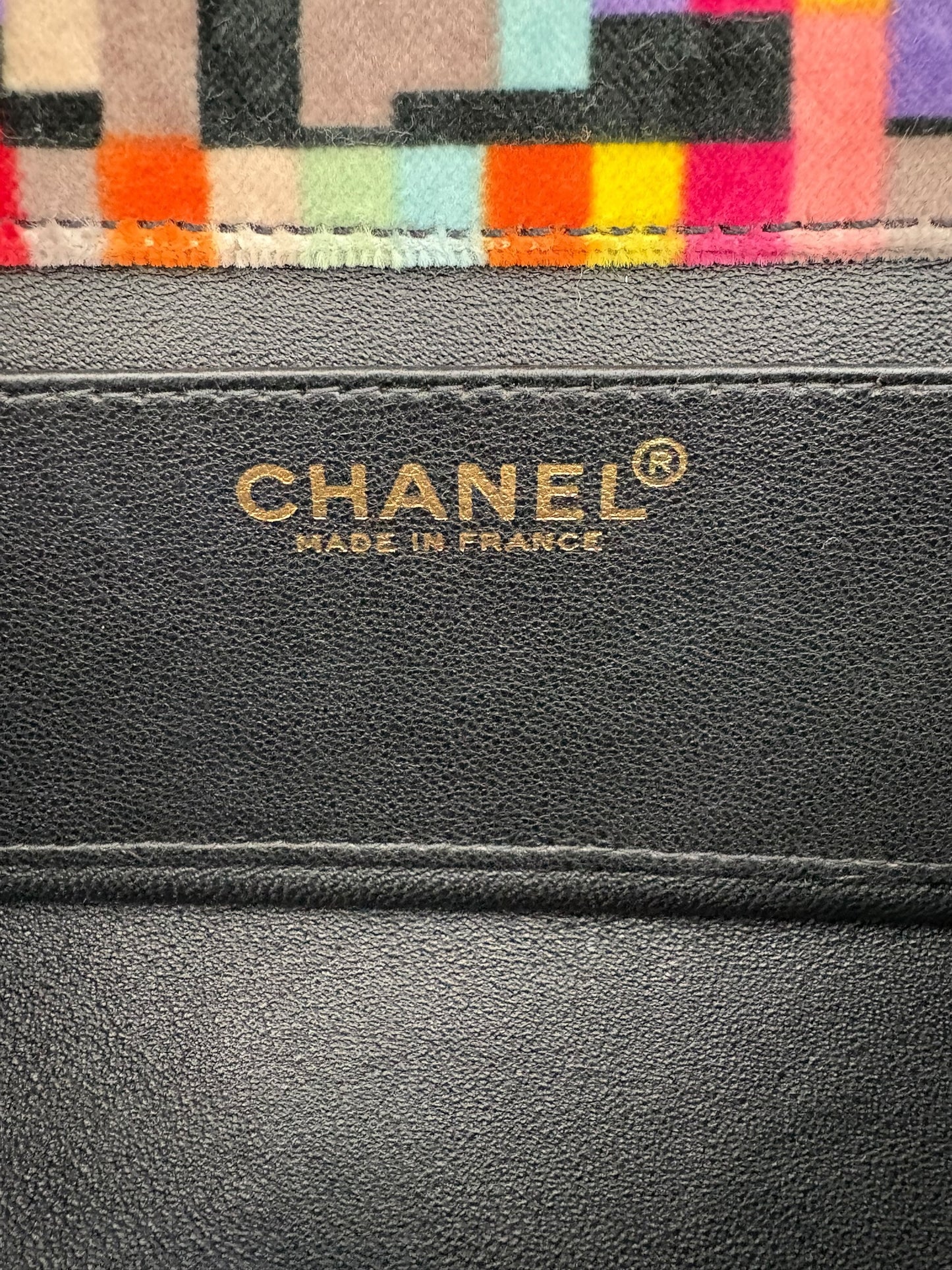 Chanel Shoulder Bag No. 6 Flap Velvet Multicolor Black