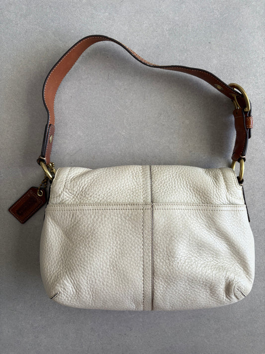 Coach Soho Legacy Cream and Brown Leather Shoulder Bag