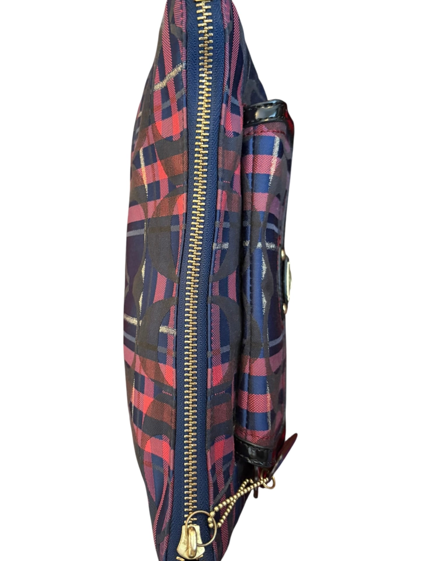 Mini Coach Poppy Berry Tartan Plaid Shoulder Bag