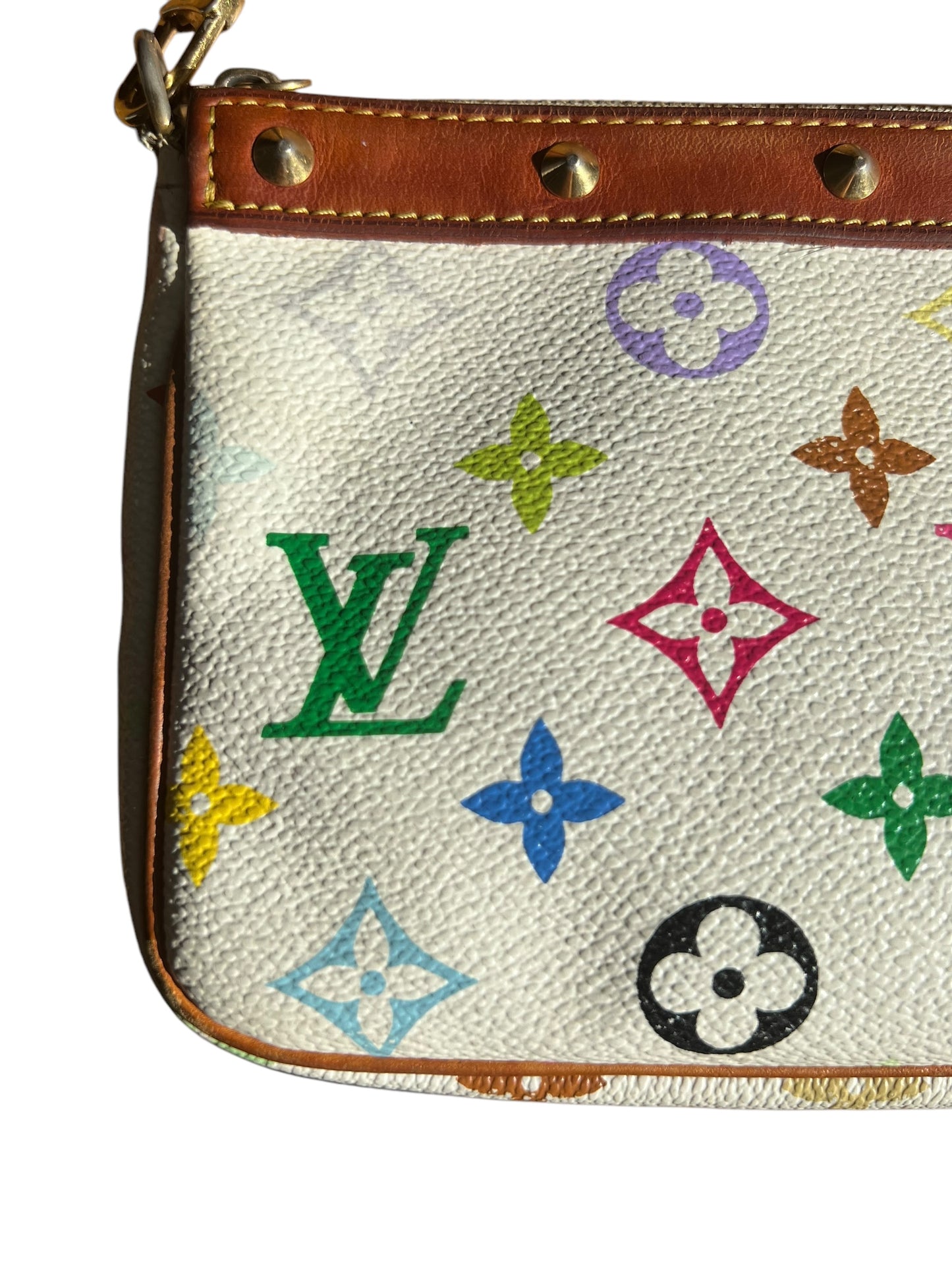 Louis Vuitton x Takashi Murakami White Multicolour Pochette Accessoires 2000s