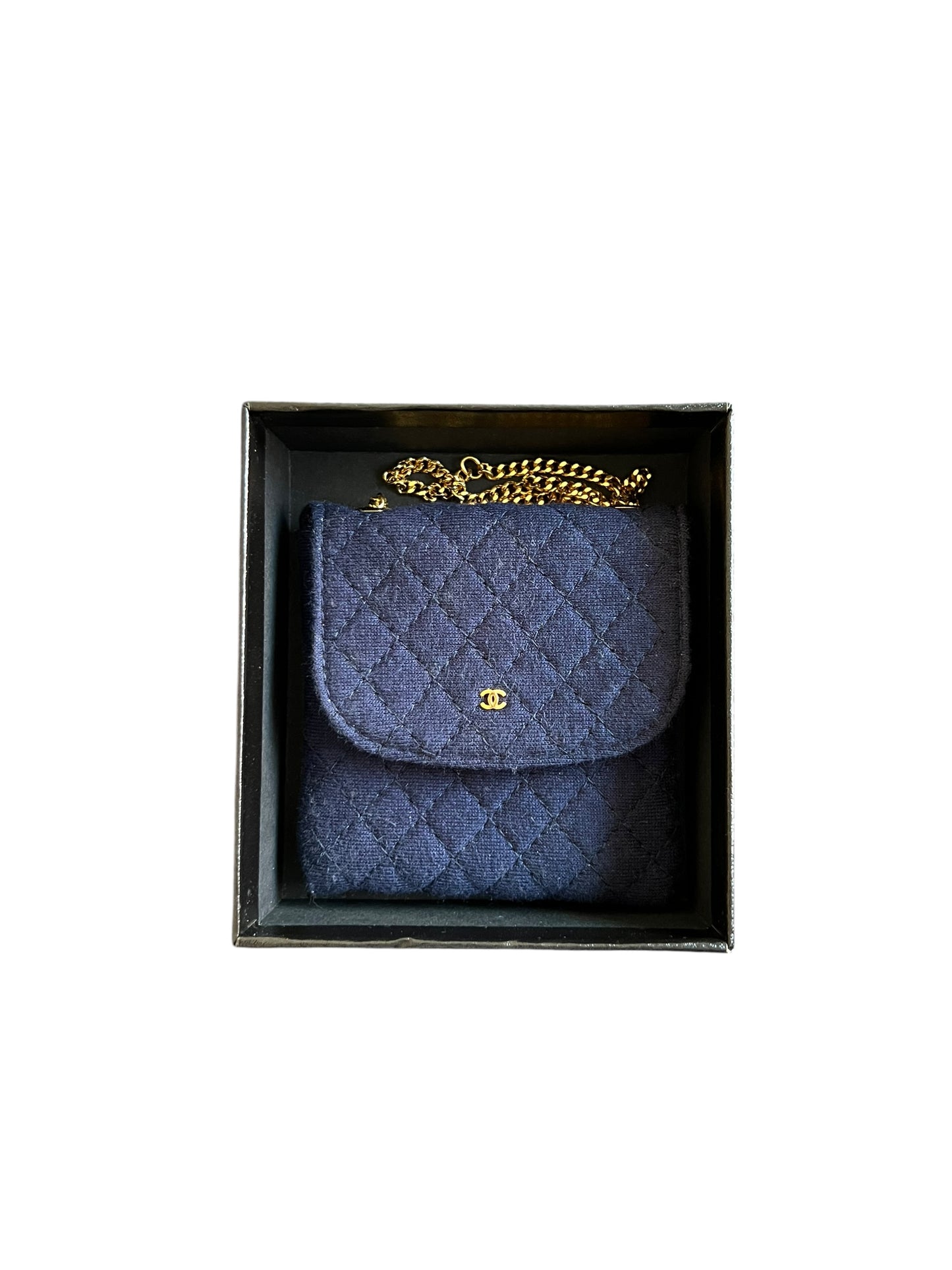 Chanel Chain Pouch Jersey Navy