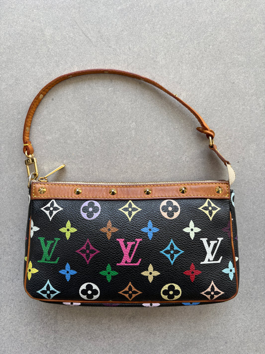 Louis Vuitton x Takashi Murakami Black Multicolour Pochette Accessoires 2000s
