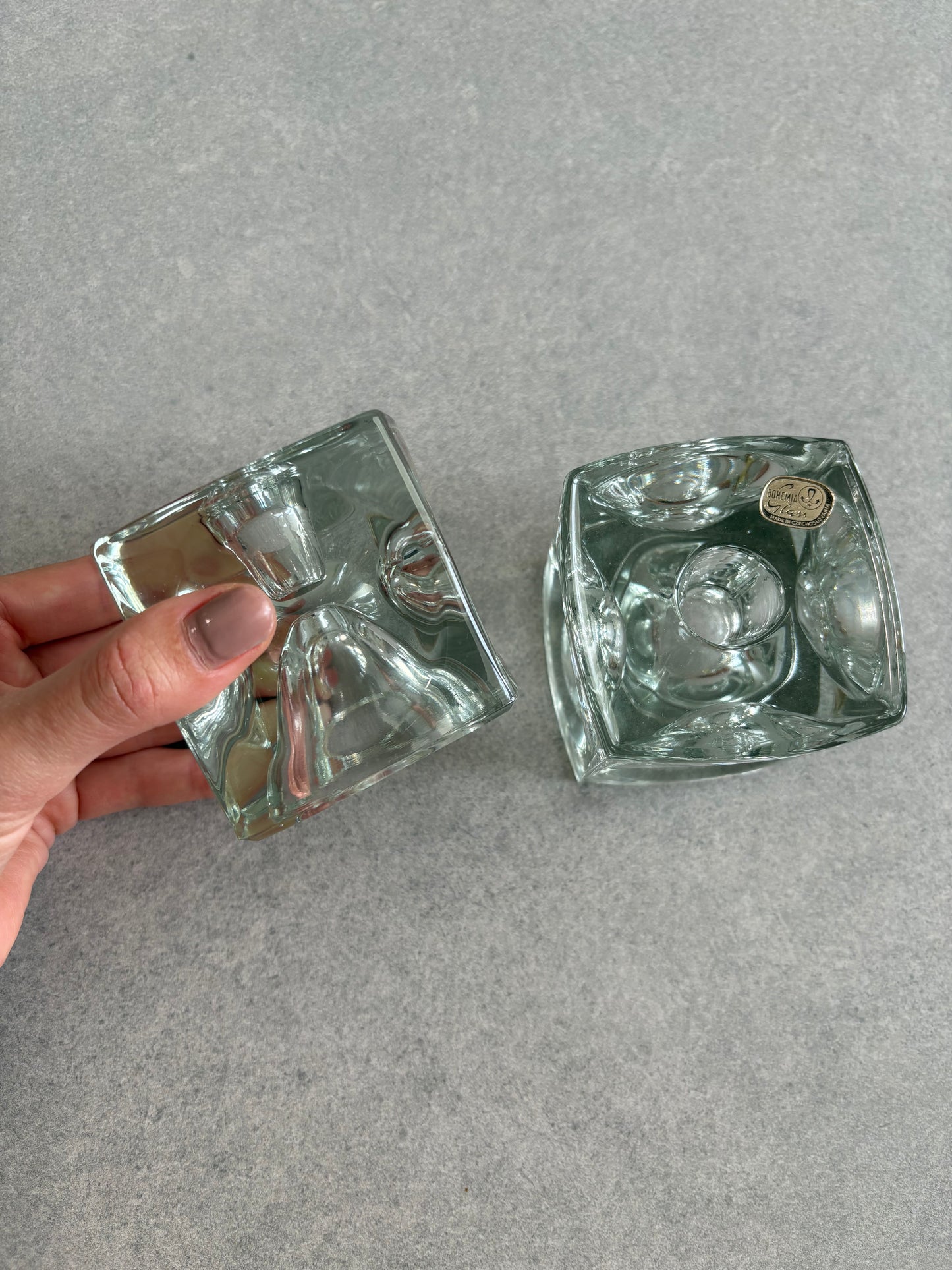 Bohemian Glass Candle Holders