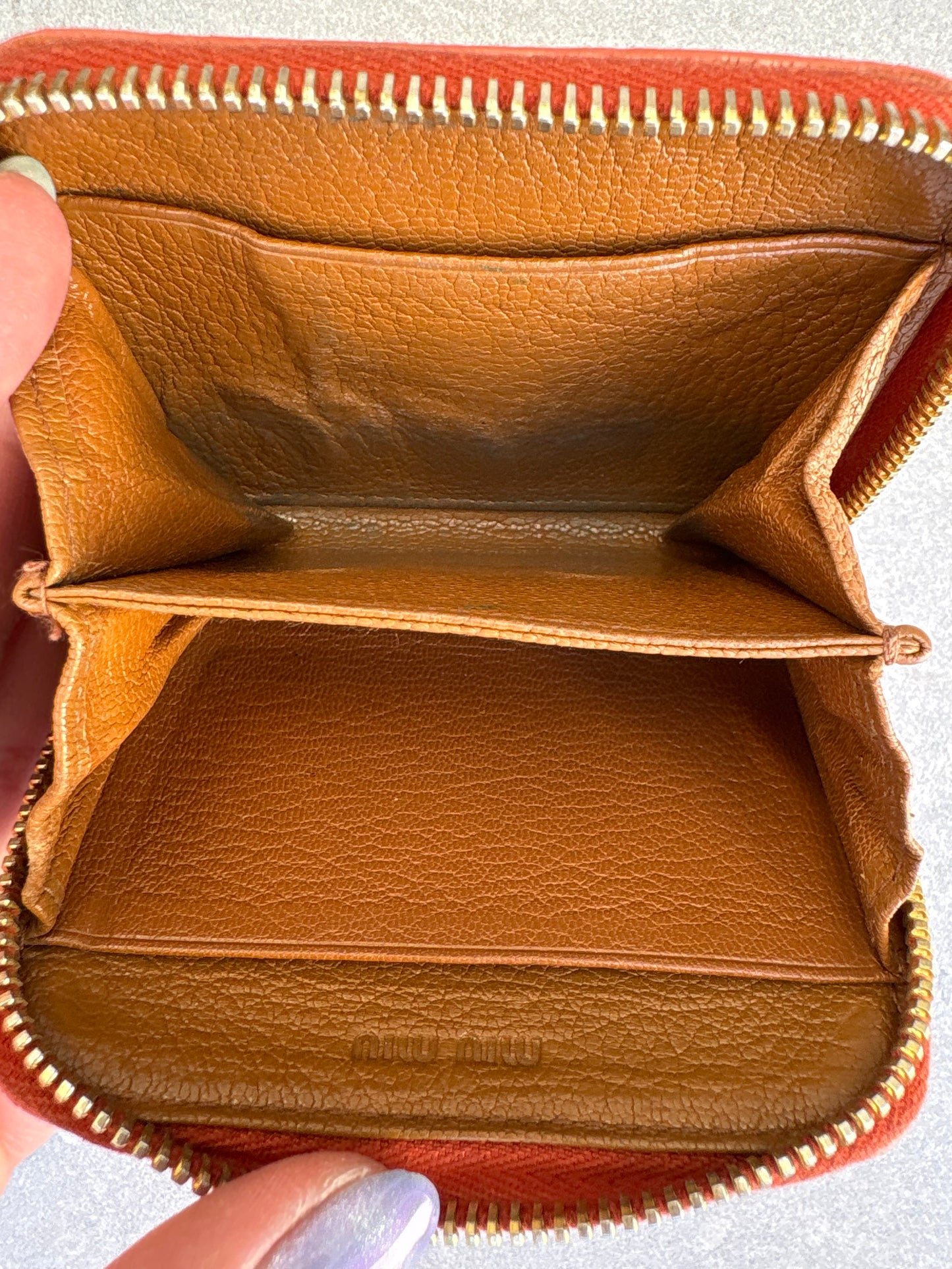 Miu Miu Orange Zipper Wallet