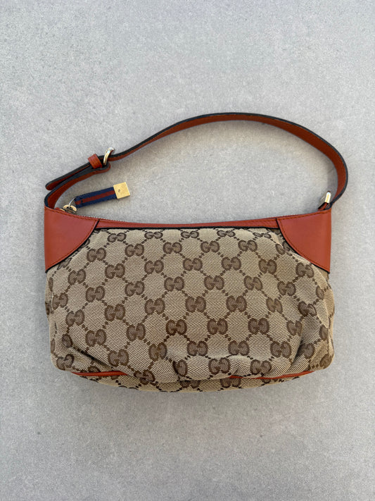 Gucci GG Canvas Pochette with Orange Trim
