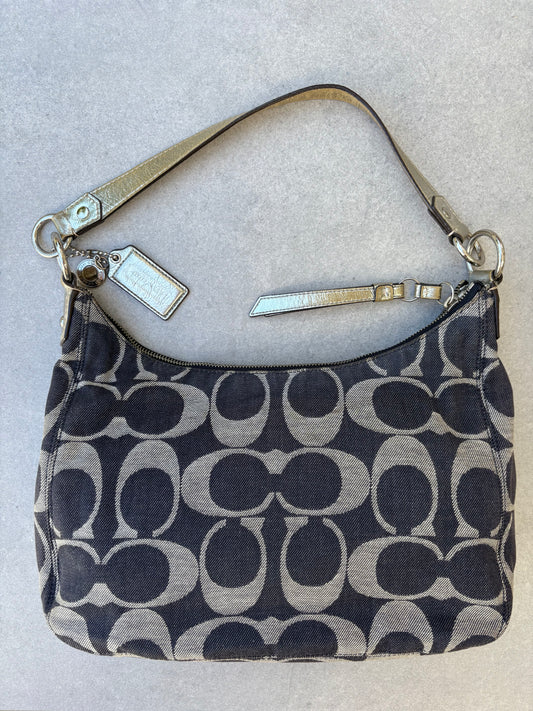 Coach Signature Denim Navy/Silver Shoulder Bag