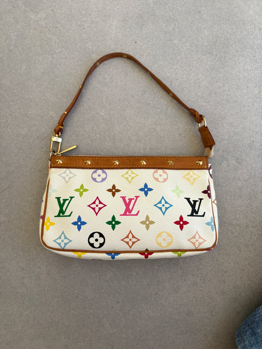 Louis Vuitton x Takashi Murakami White Multicolour Pochette Accessoires 2000s