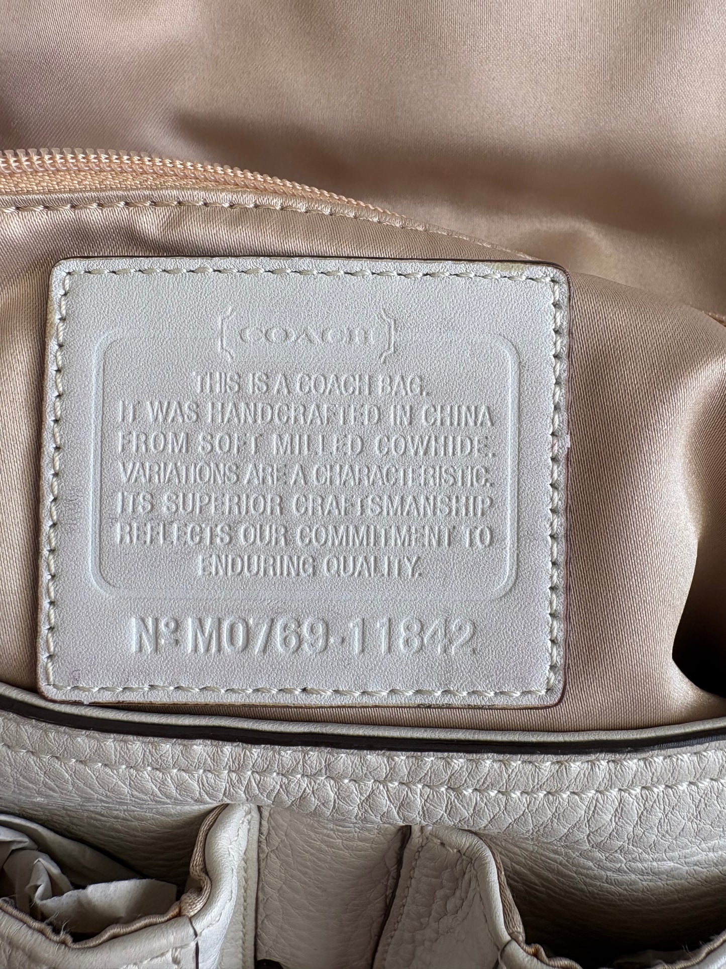 Coach Soho Legacy Cream and Brown Leather Shoulder Bag