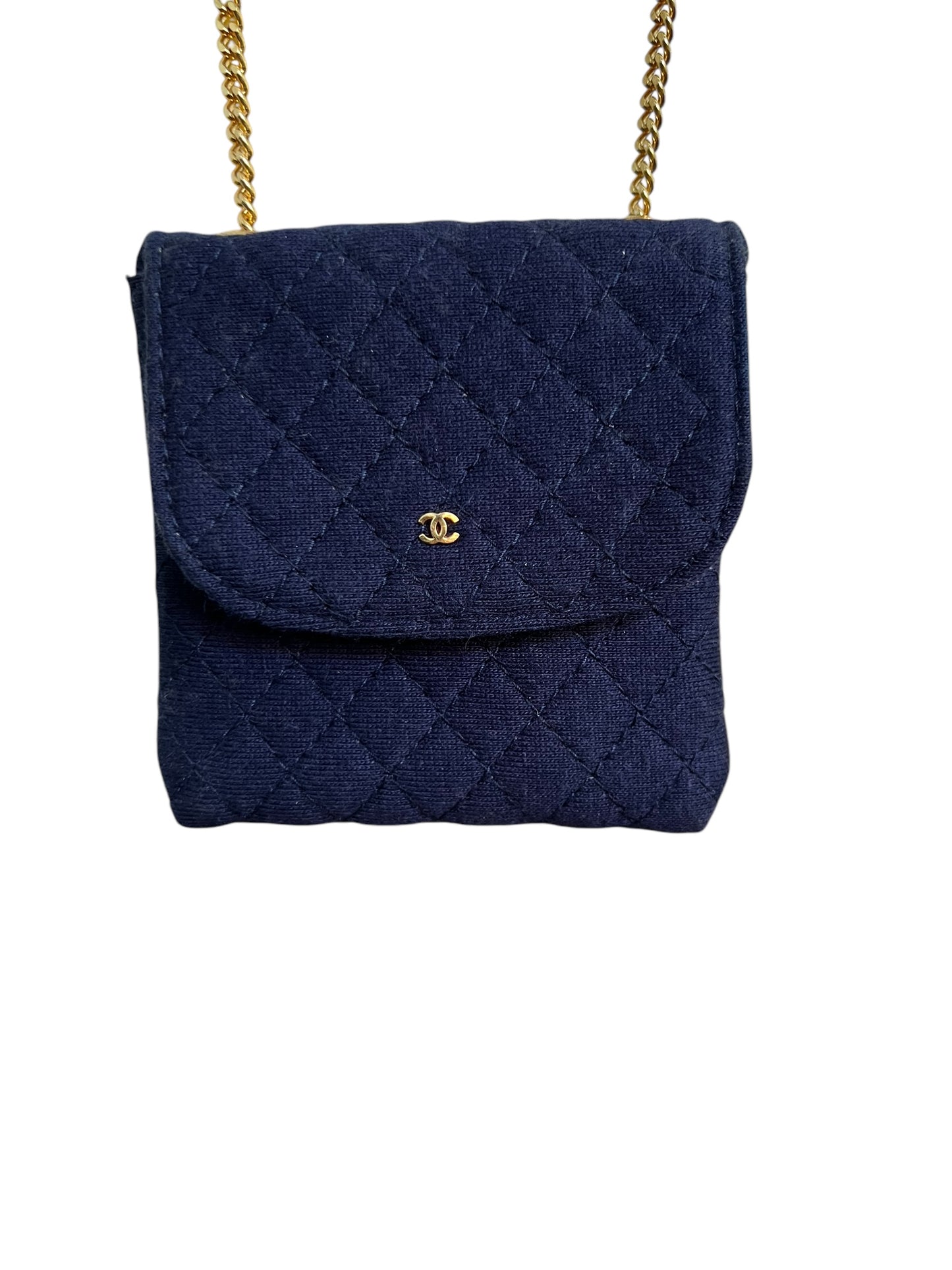 Chanel Chain Pouch Jersey Navy