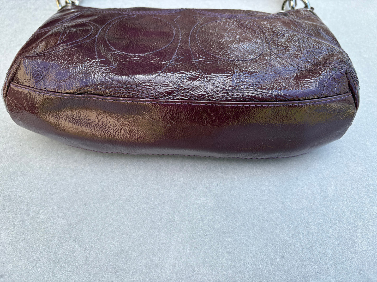 Coach Maroon Patent Leather Two-way Handbag