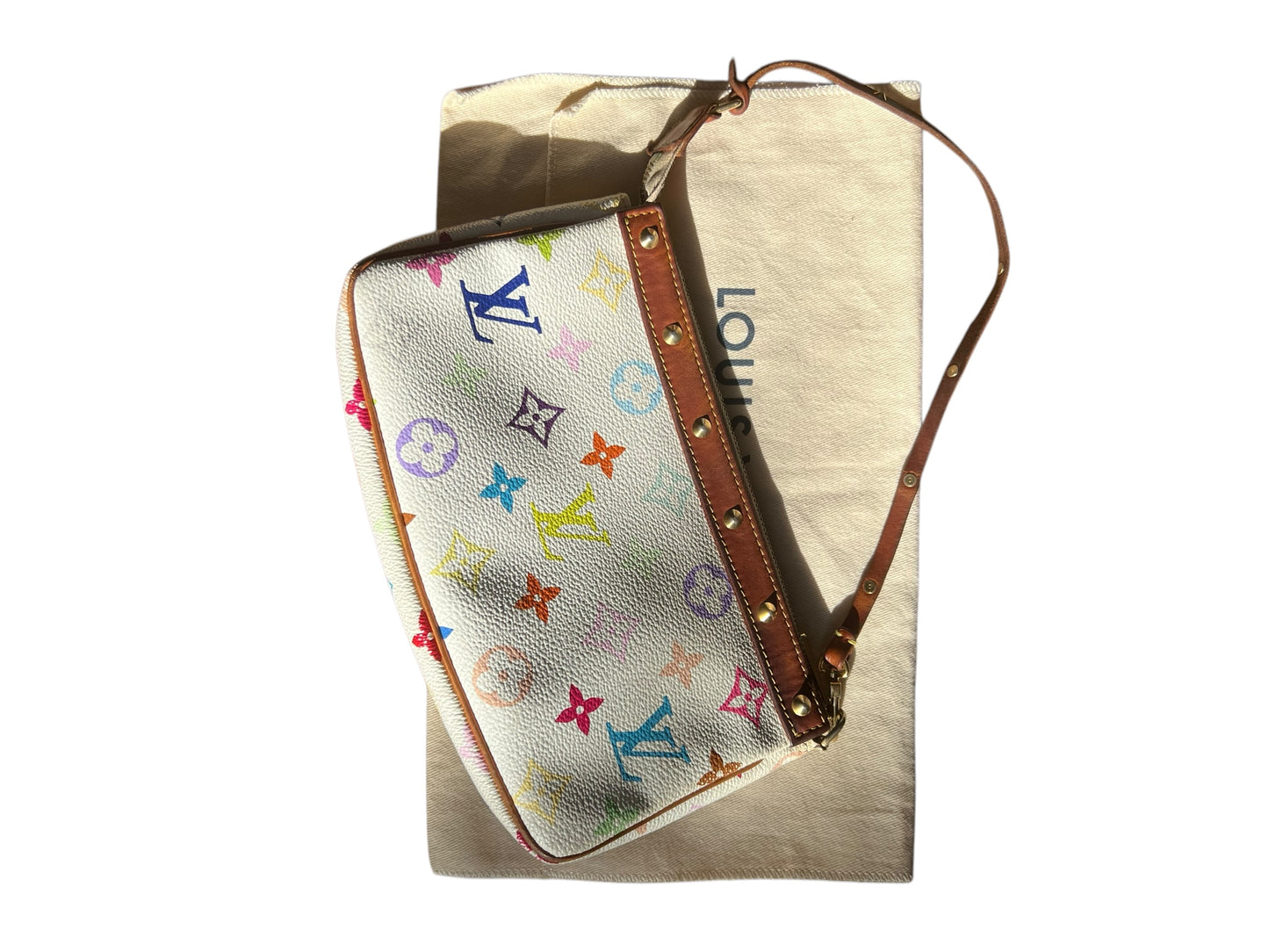 Louis Vuitton x Takashi Murakami White Multicolour Pochette Accessoires 2000s