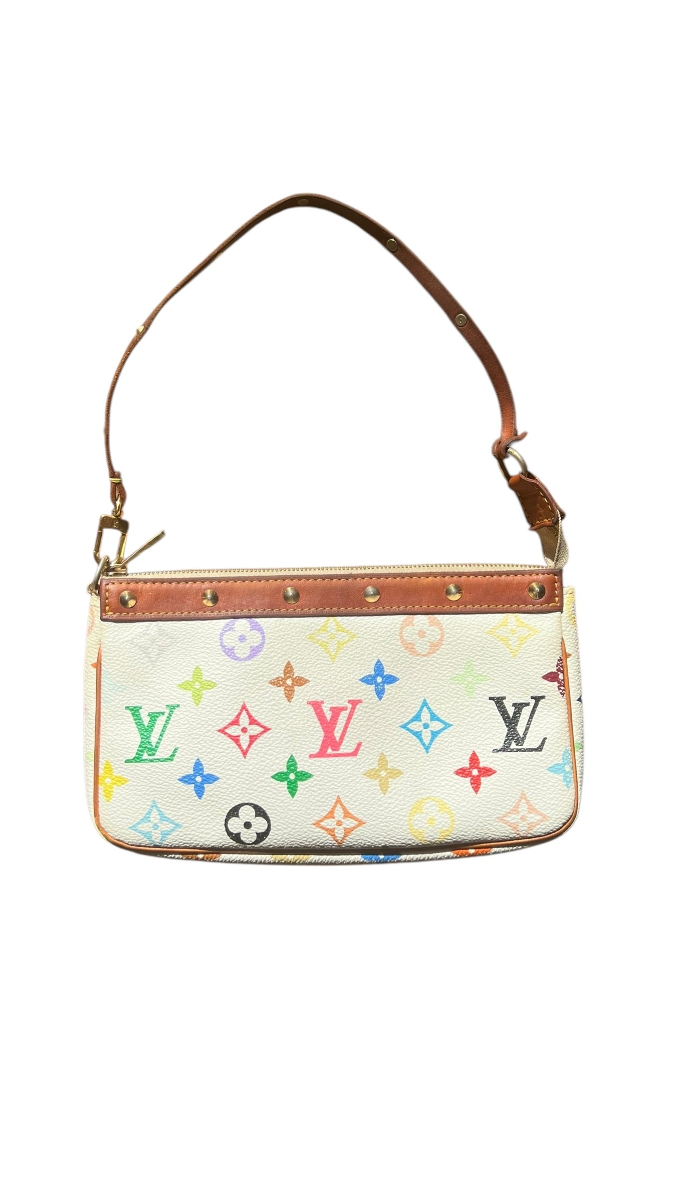 Louis Vuitton x Takashi Murakami White Multicolour Pochette Accessoires 2000s