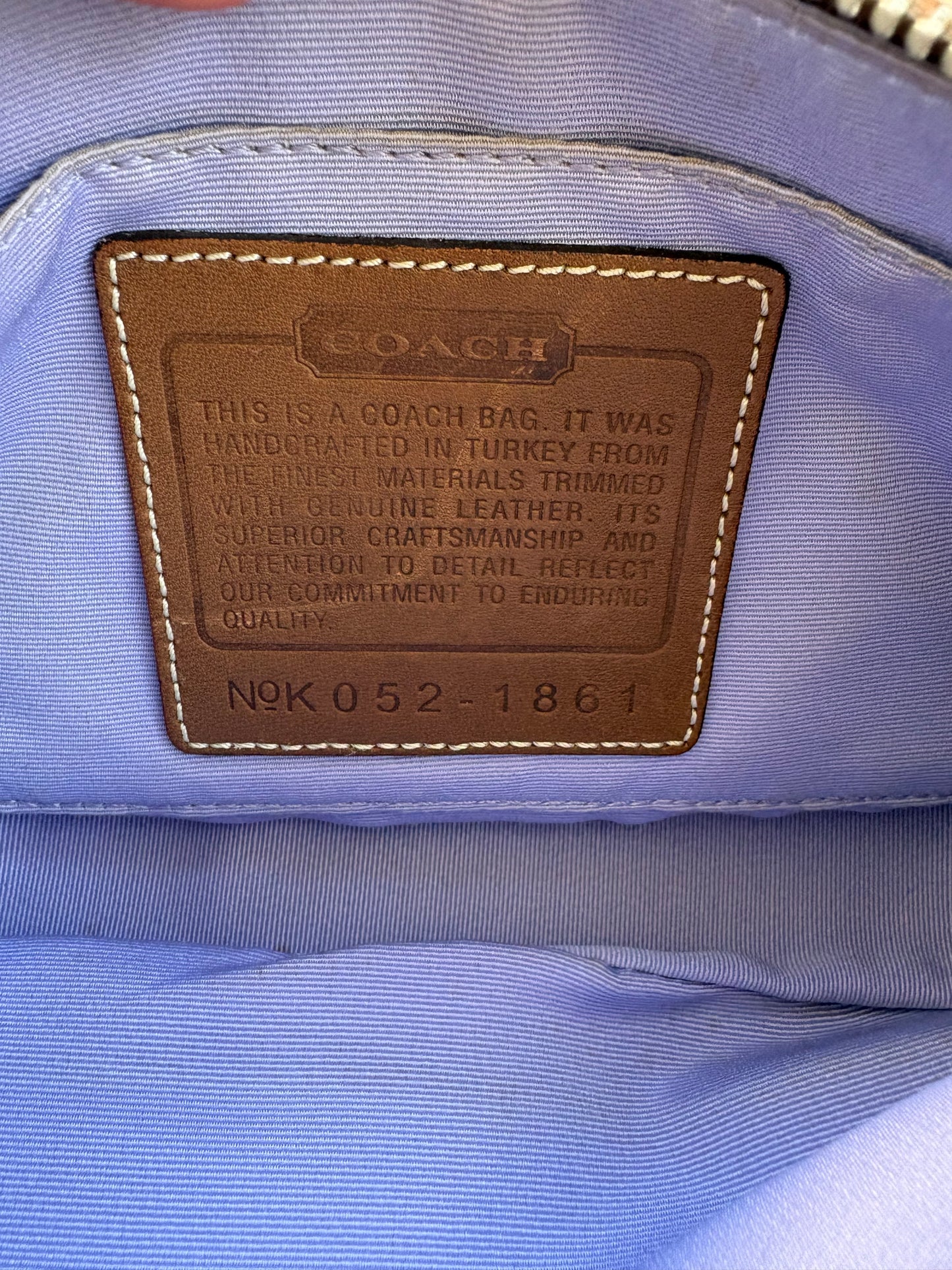 Coach Signature Demi Beige and Silver Shoulder Bag