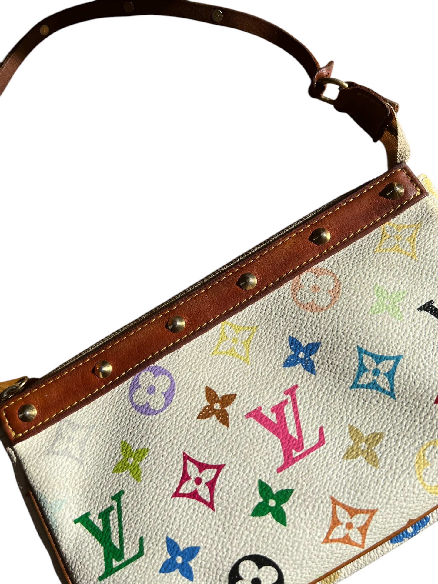 Louis Vuitton x Takashi Murakami White Multicolour Pochette Accessoires 2000s