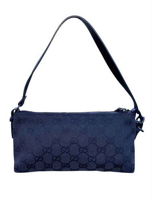 Gucci Black GG Canvas and Leather Pochette