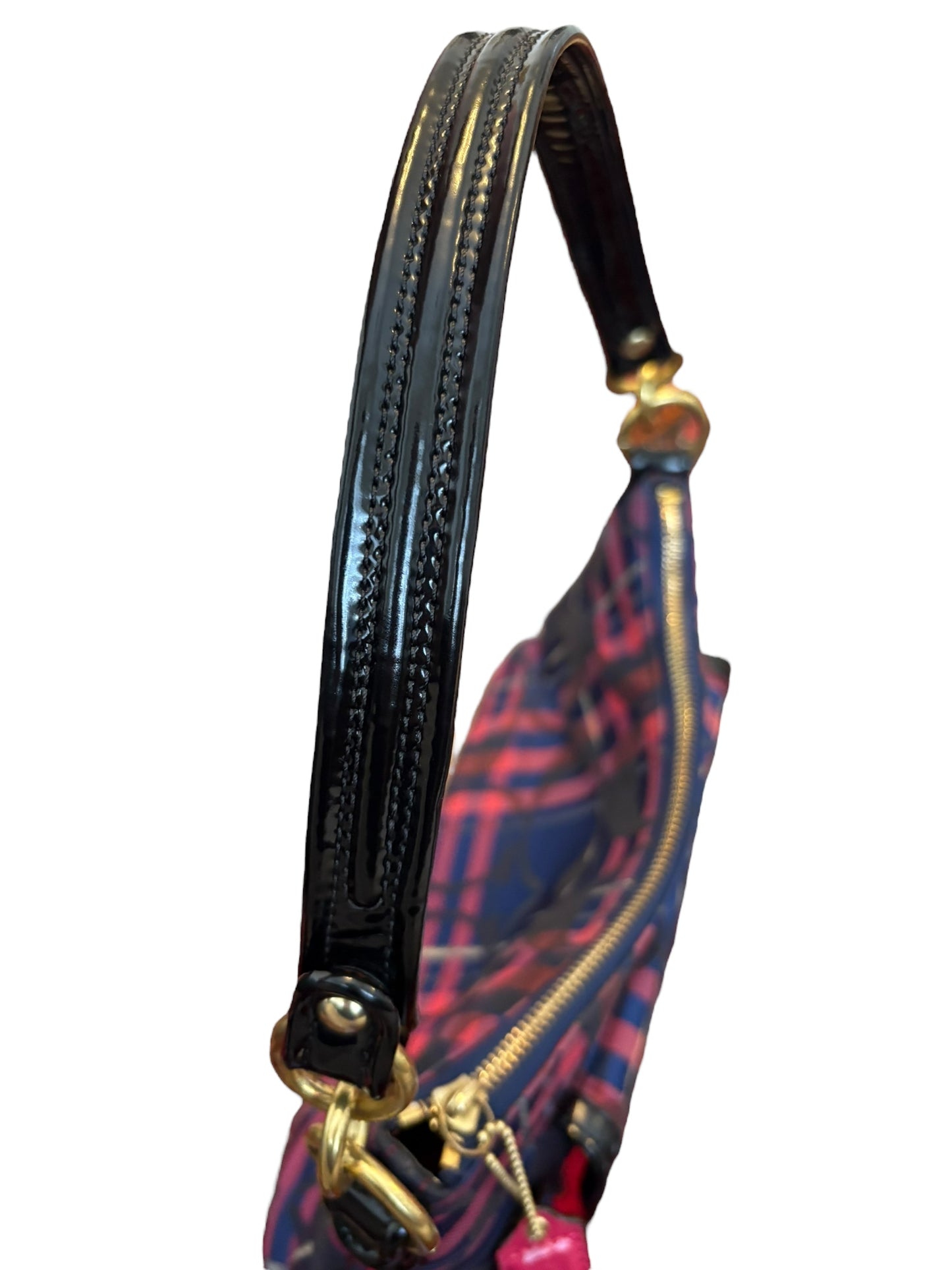 Mini Coach Poppy Berry Tartan Plaid Shoulder Bag
