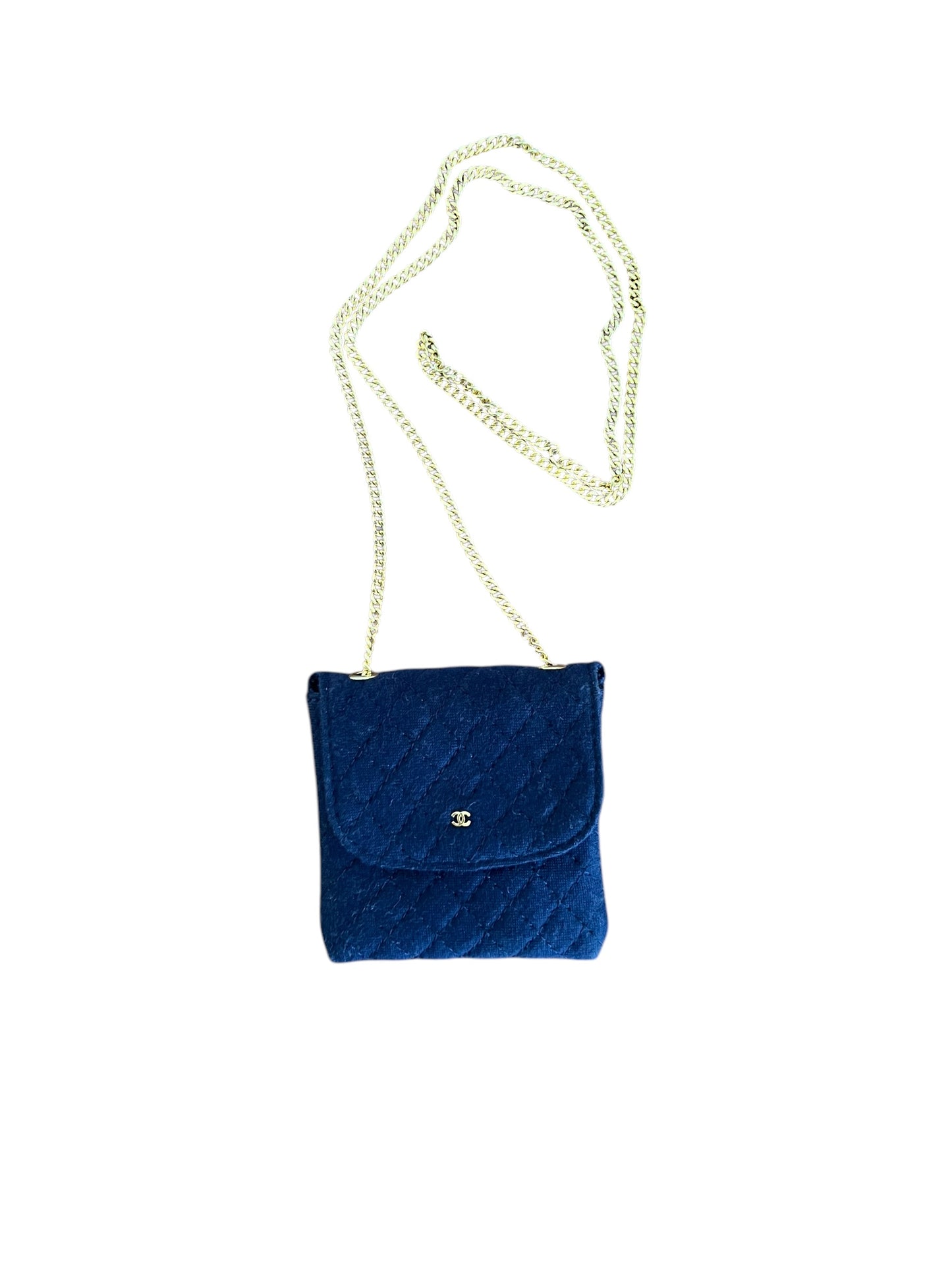 Chanel Chain Pouch Jersey Navy