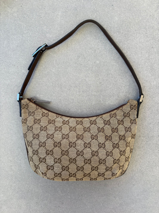 Gucci Brown GG Canvas and Leather Shoulder Bag