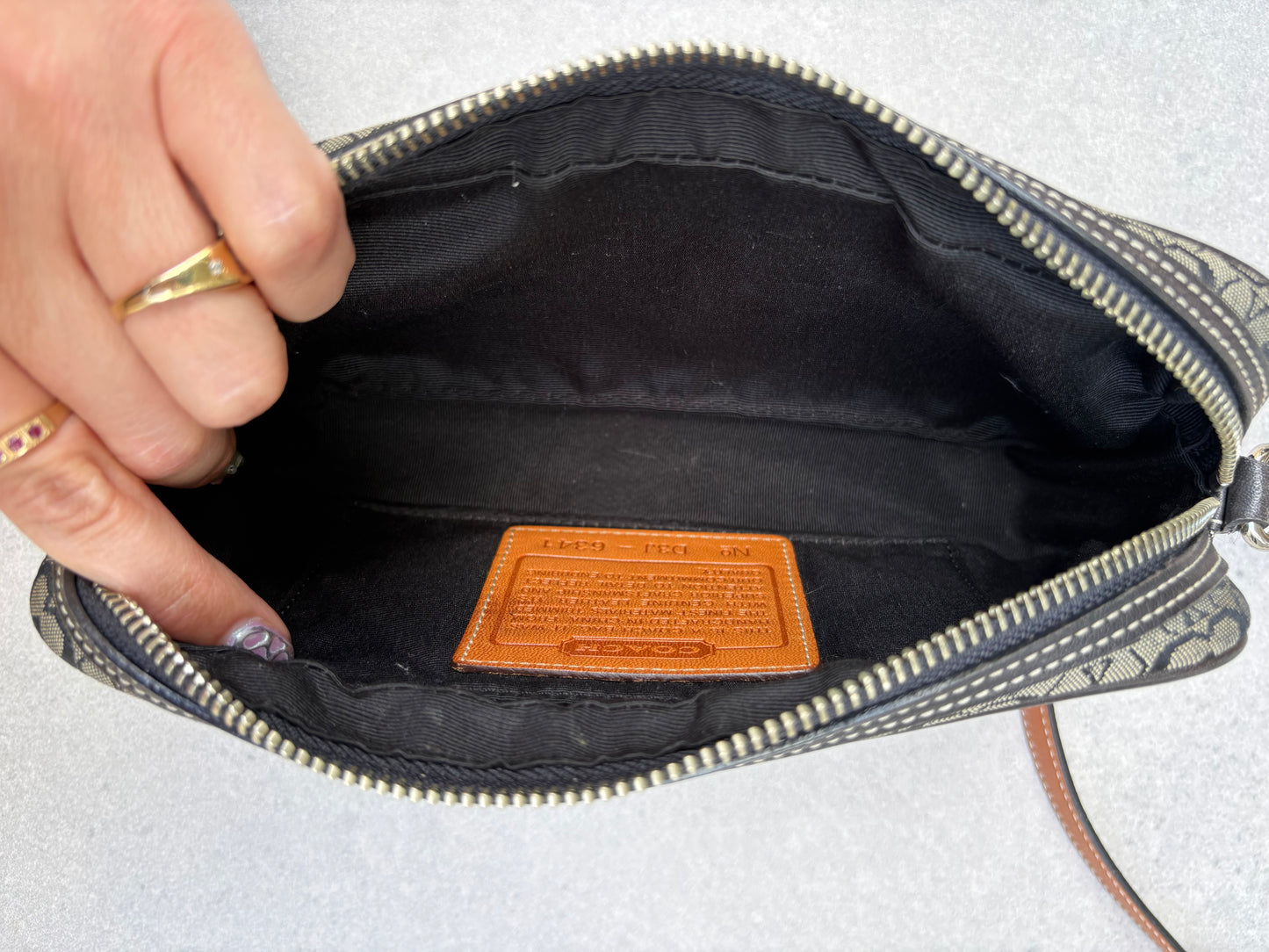 Coach Black and Grey Canvas Signature Crossbody Bag