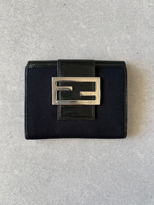 Fendi Black Canvas and Leather Wallet