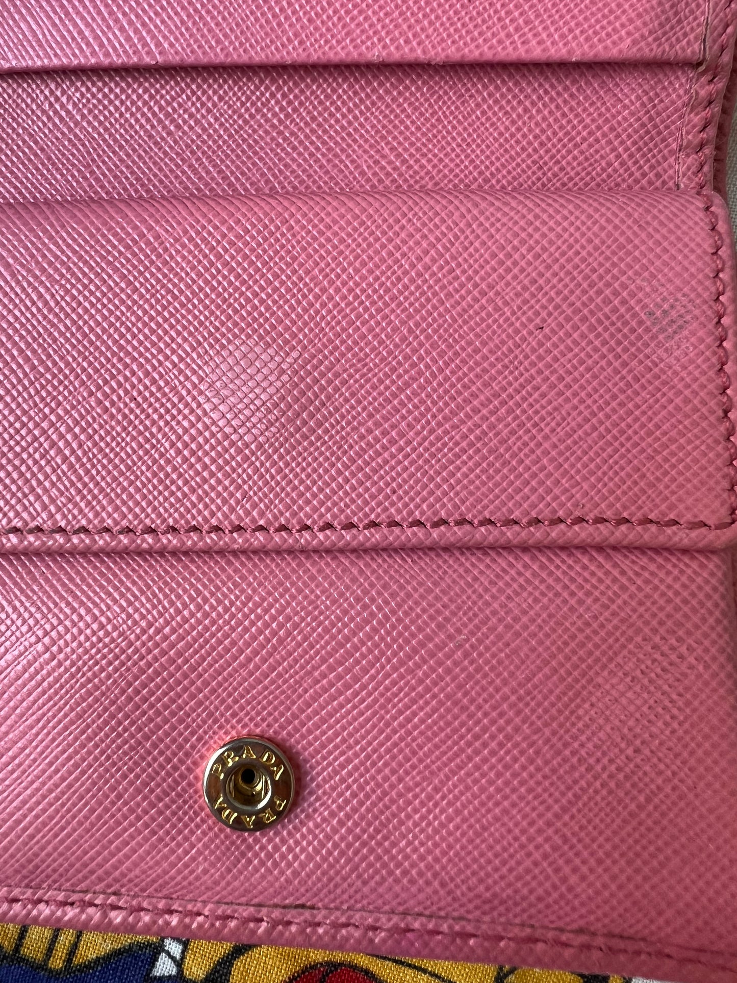 Prada Pink Saffiano Compact Wallet