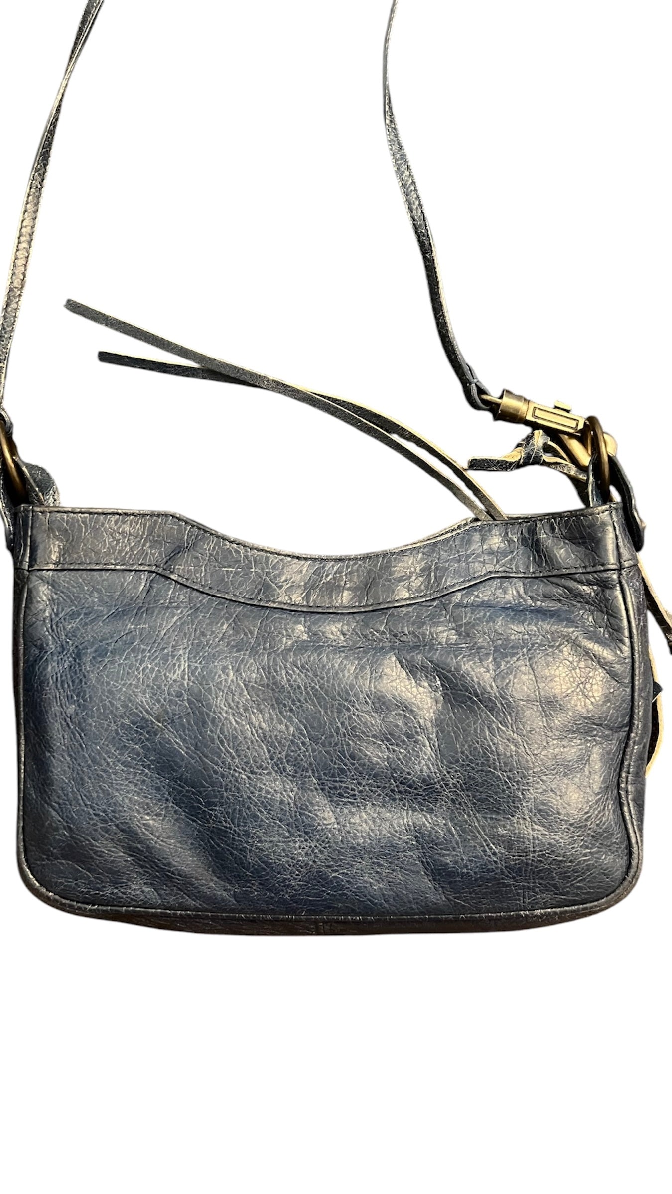 2000s Balenciaga Navy Leather City Hip Crossbody Bag