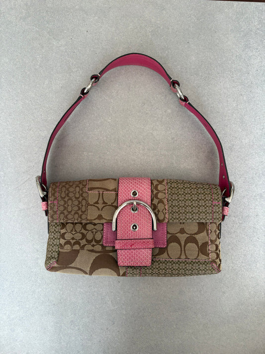 Coach Exotics Soho Patchwork with Pink Snakeskin Shoulder Bag