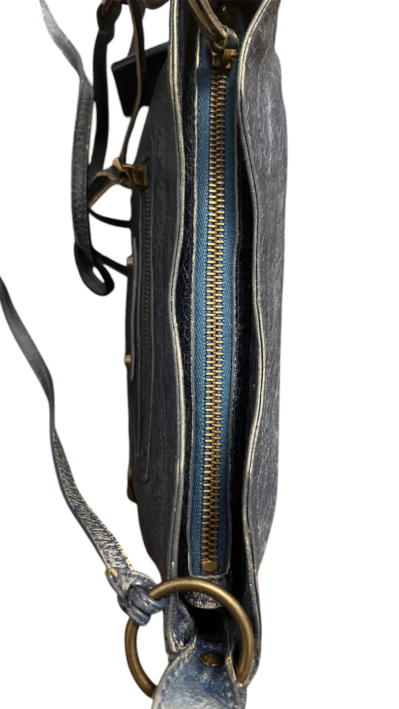 2000s Balenciaga Navy Leather City Hip Crossbody Bag