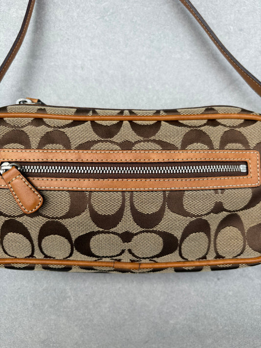 Coach Brown Canvas Signature Crossbody Bag