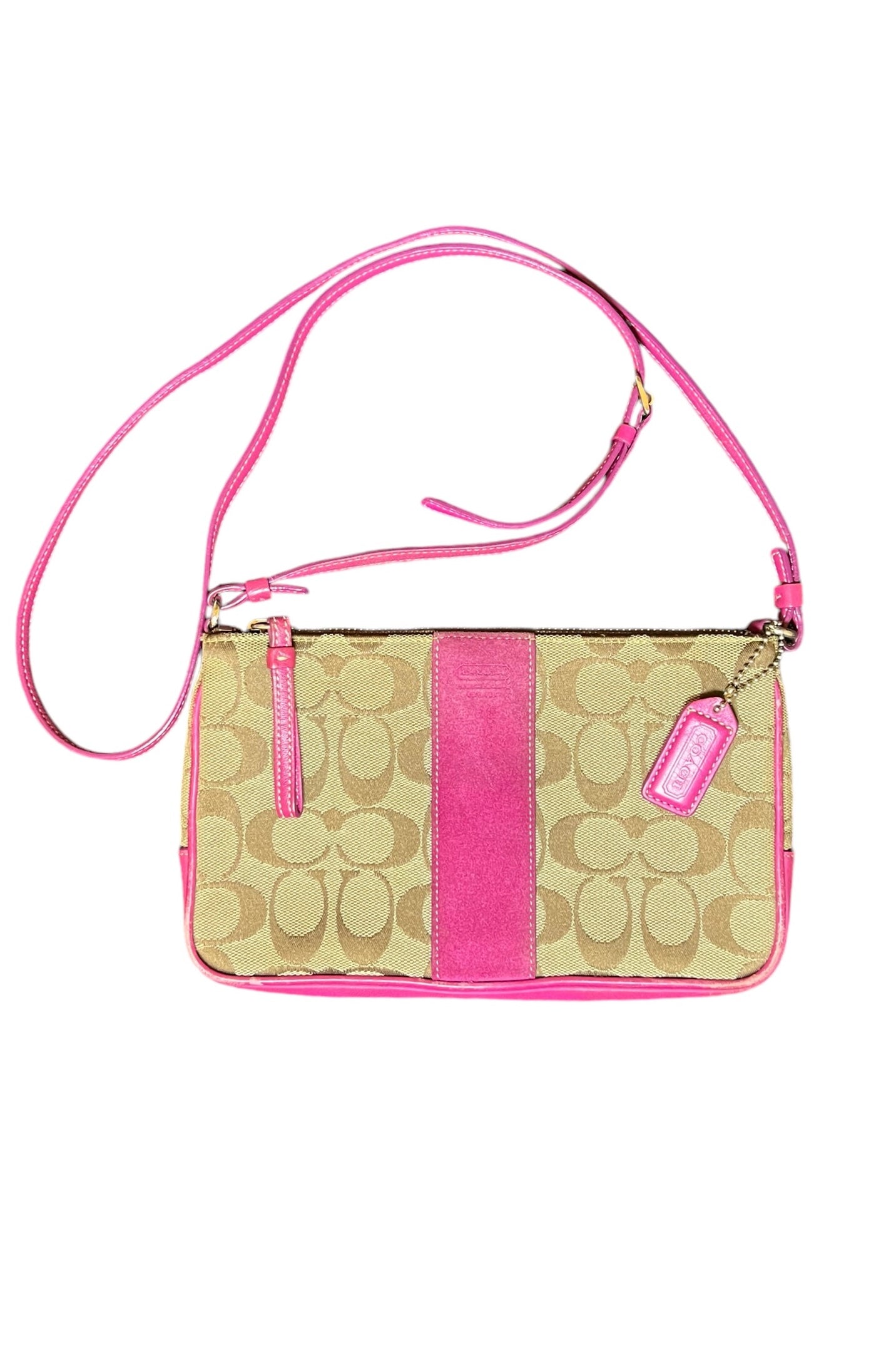 Coach Canvas Signature Shoulder/Crossbody Bag Pink