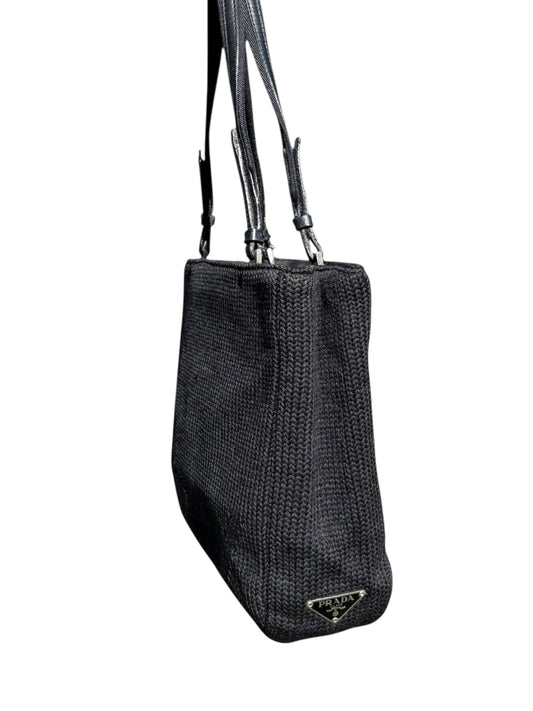 Prada Knit Shoulder Tote Bag Black