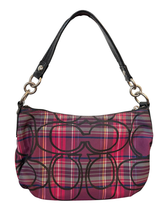 Coach Poppy Berry Tartan Plaid Shoulder Bag Two Way