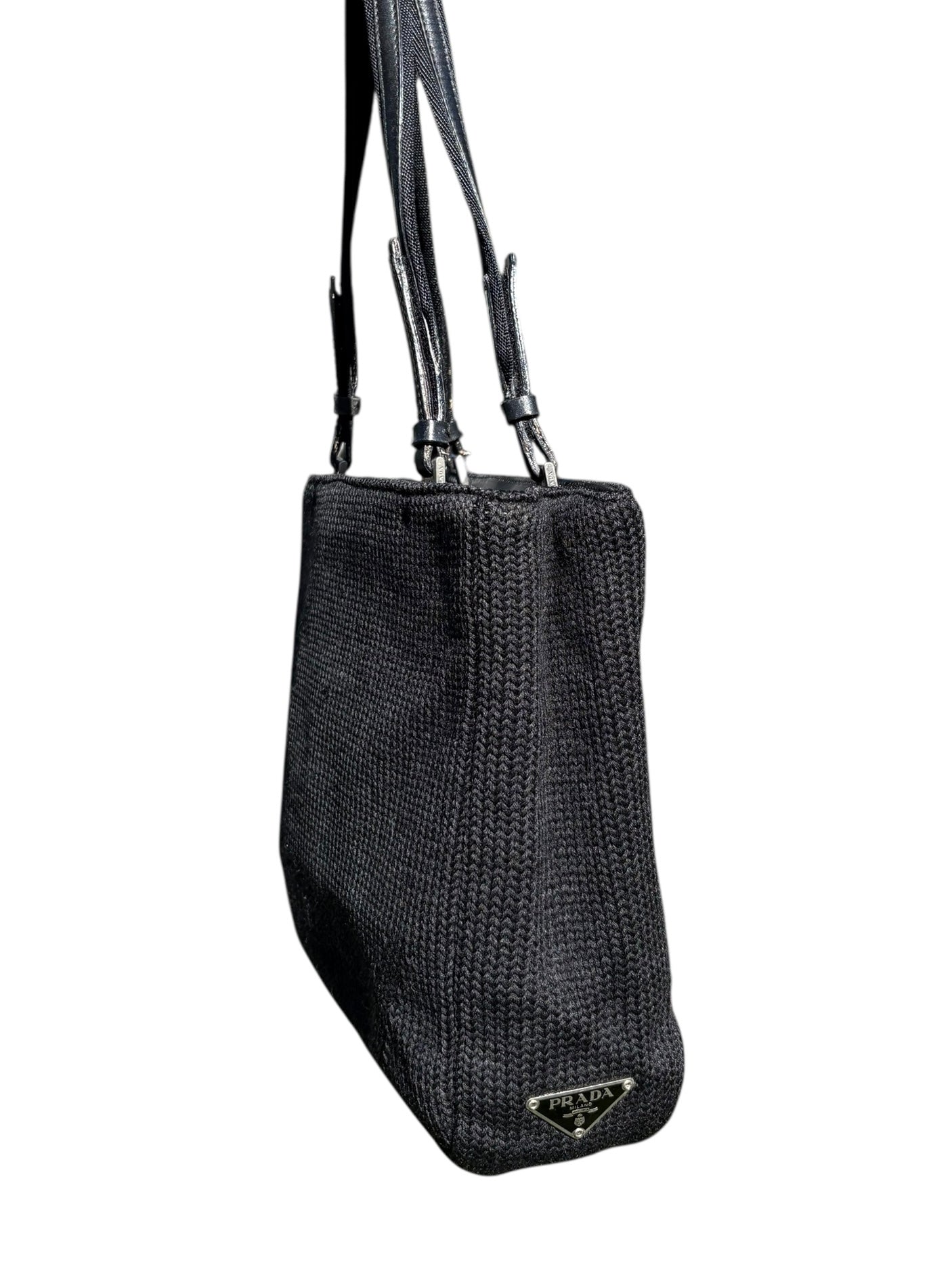 Prada Knit Shoulder Tote Bag Black
