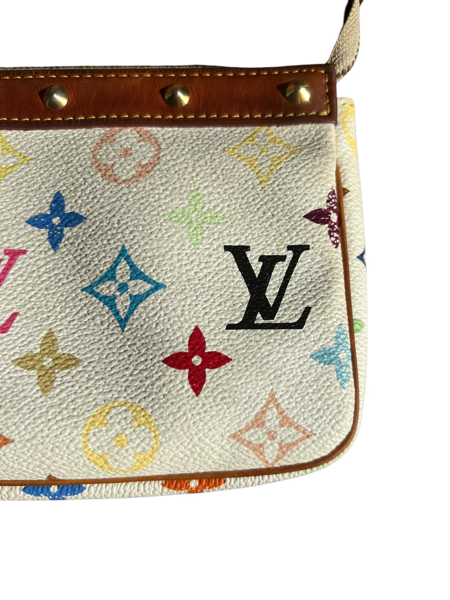 Louis Vuitton x Takashi Murakami White Multicolour Pochette Accessoires 2000s