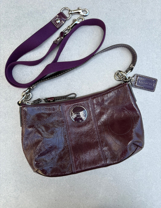 Coach Maroon Patent Leather Two-way Handbag