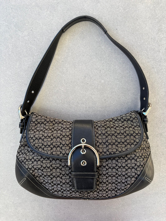 Coach Soho Black and Grey Monogram Shoulder Bag