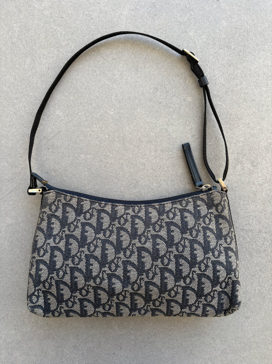 Christian Dior 2000s Blue Trotter Monogram Shoulder Bag