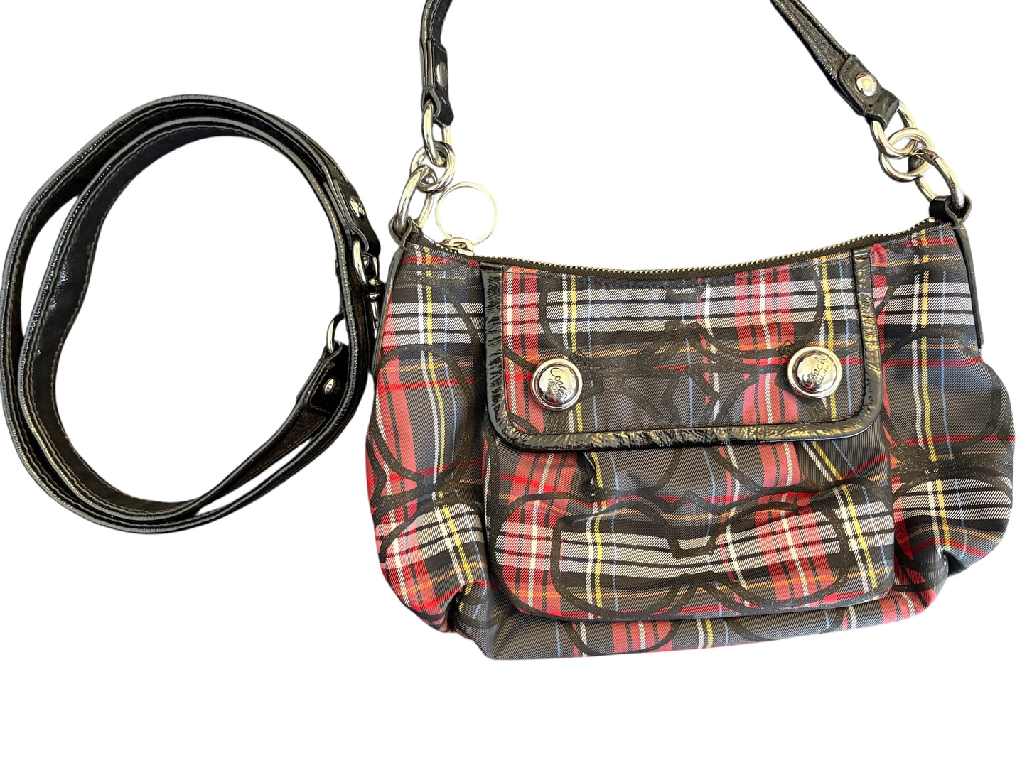 Coach Poppy Tartan Two Way Shoulder Bag