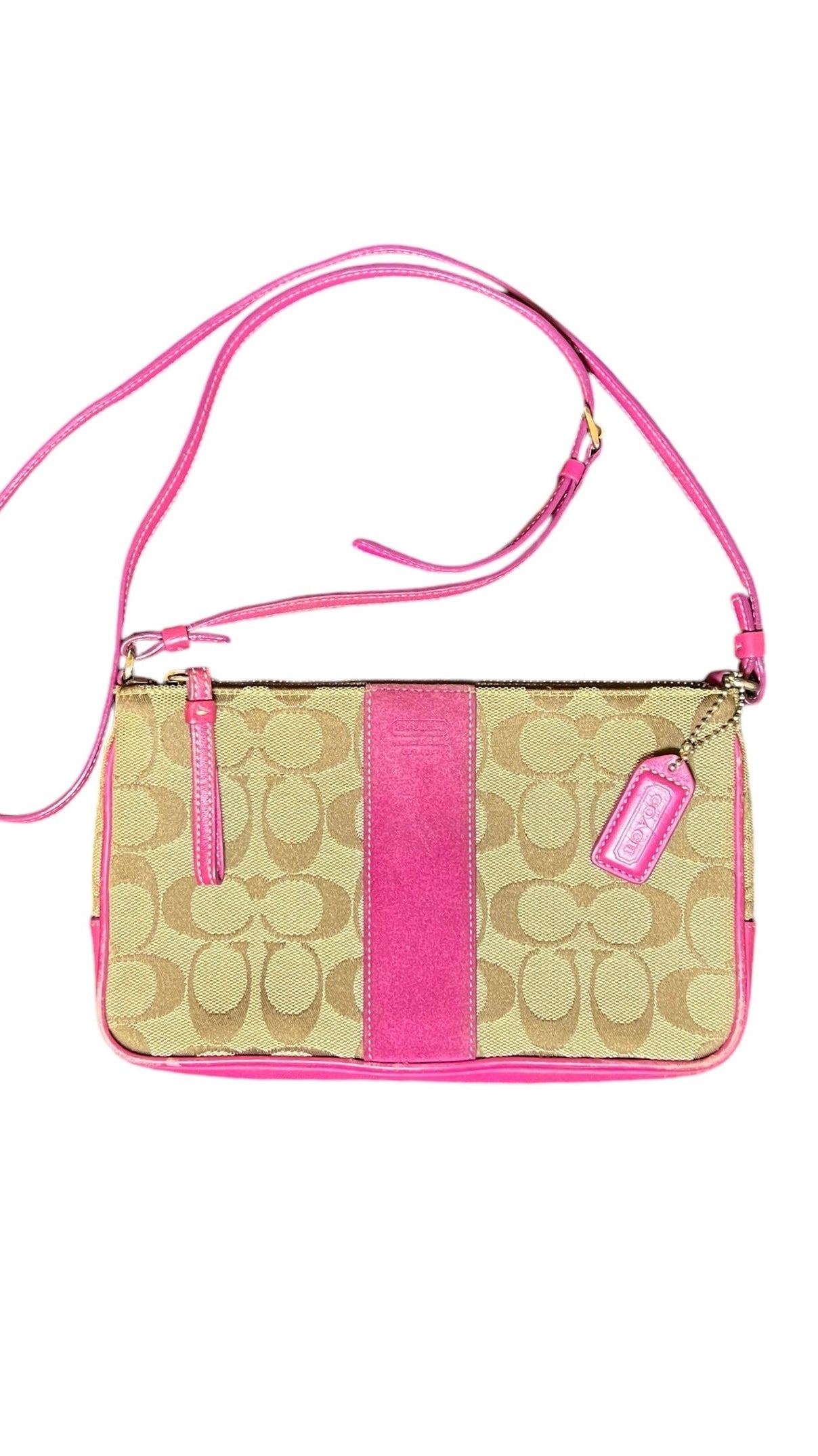 Coach Canvas Signature Shoulder/Crossbody Bag Pink