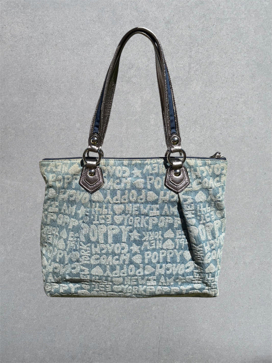 Coach Poppy Denim Tote Shoulder Bag