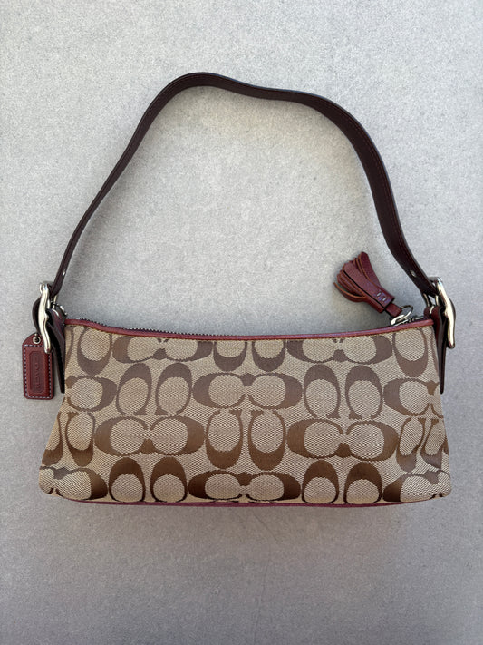 Coach East West Baguette Monogram Purple Shoulder Bag